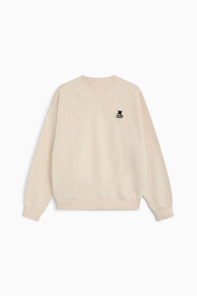 TNS Logo Rib Collar Woman Sweatshirt Whisper White Melange