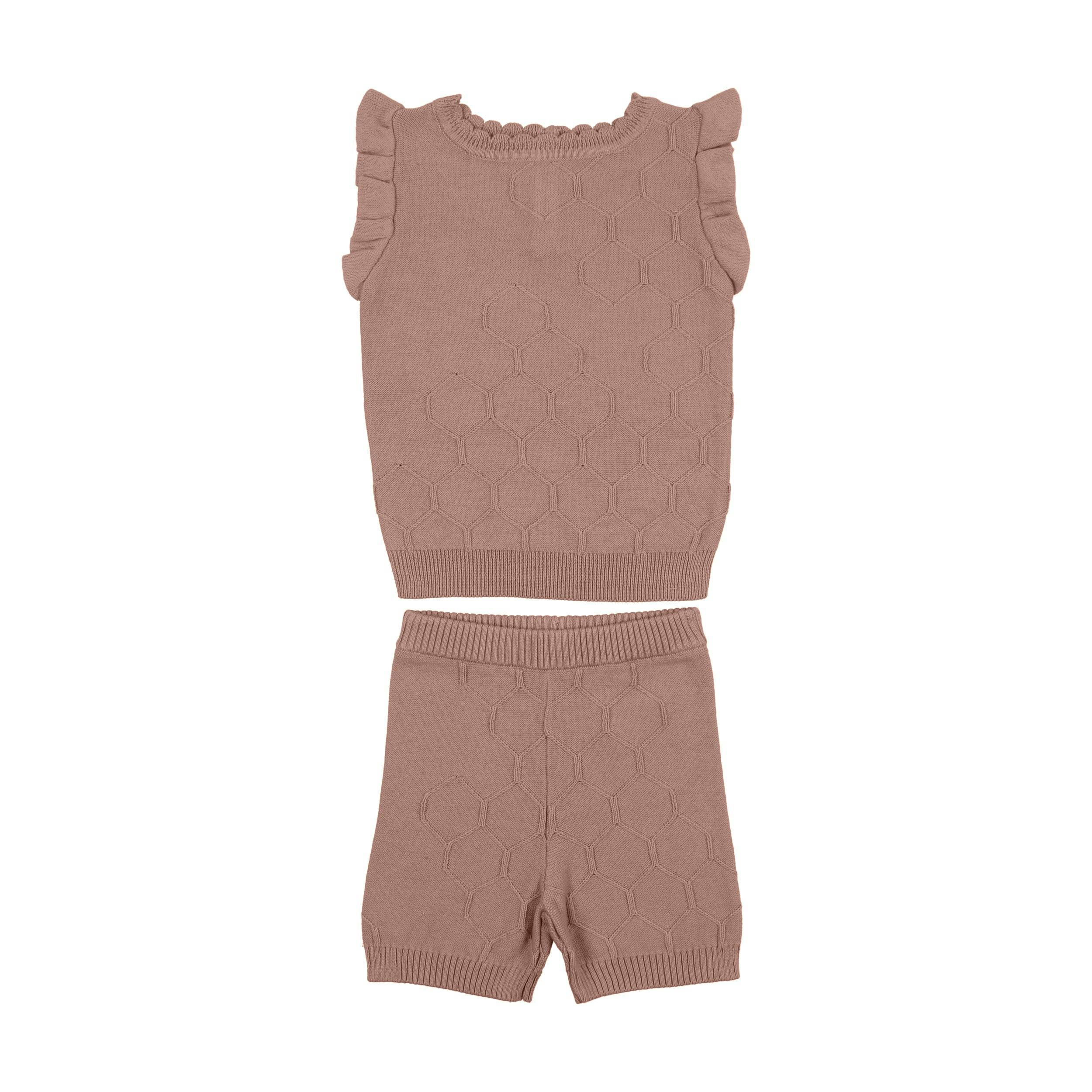 Honeycomb Knit Scallop 2-Piece Top & Short Set