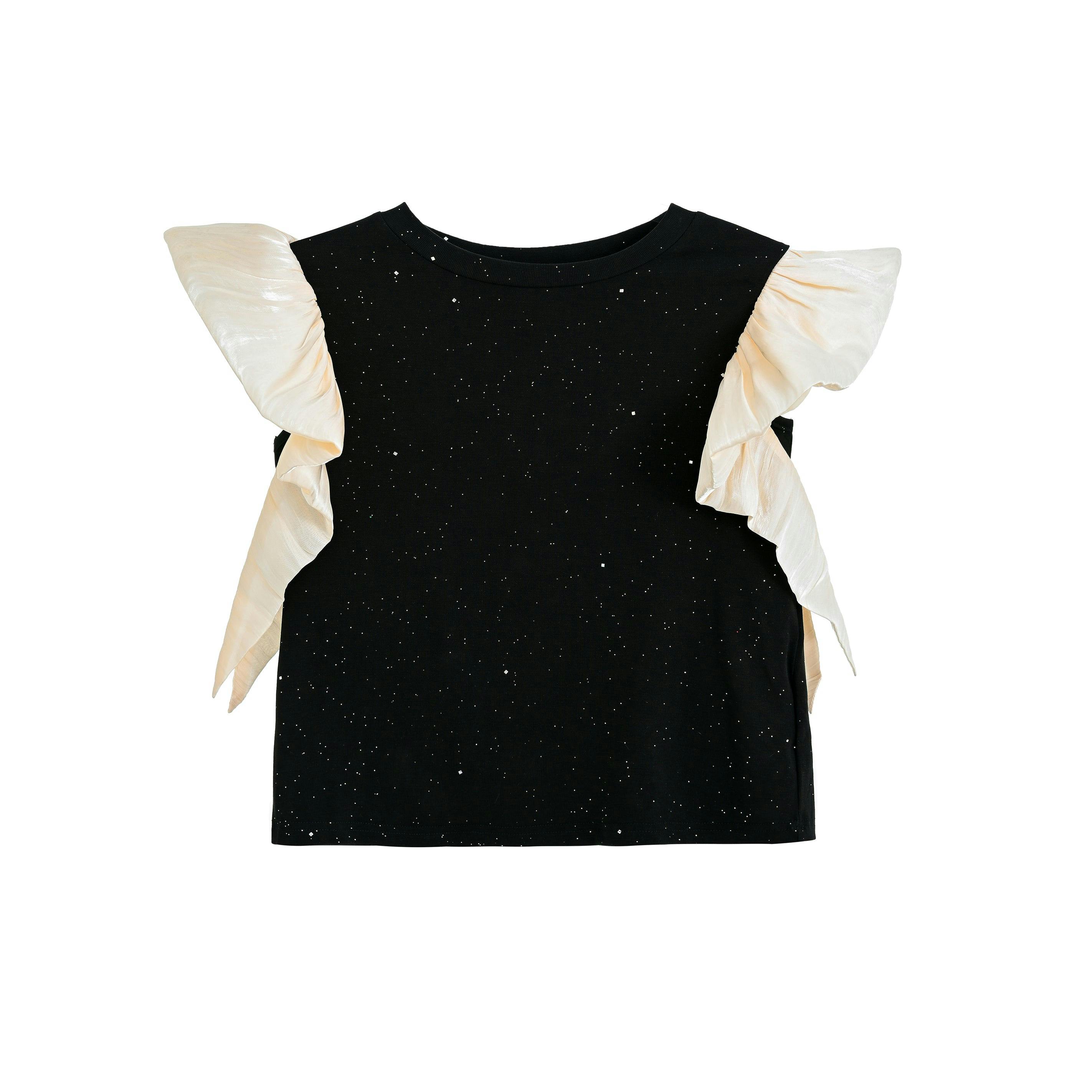 Black Glitter Ruffle Skirt Set