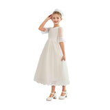 White Montessa Formal Dress with Lace Trim