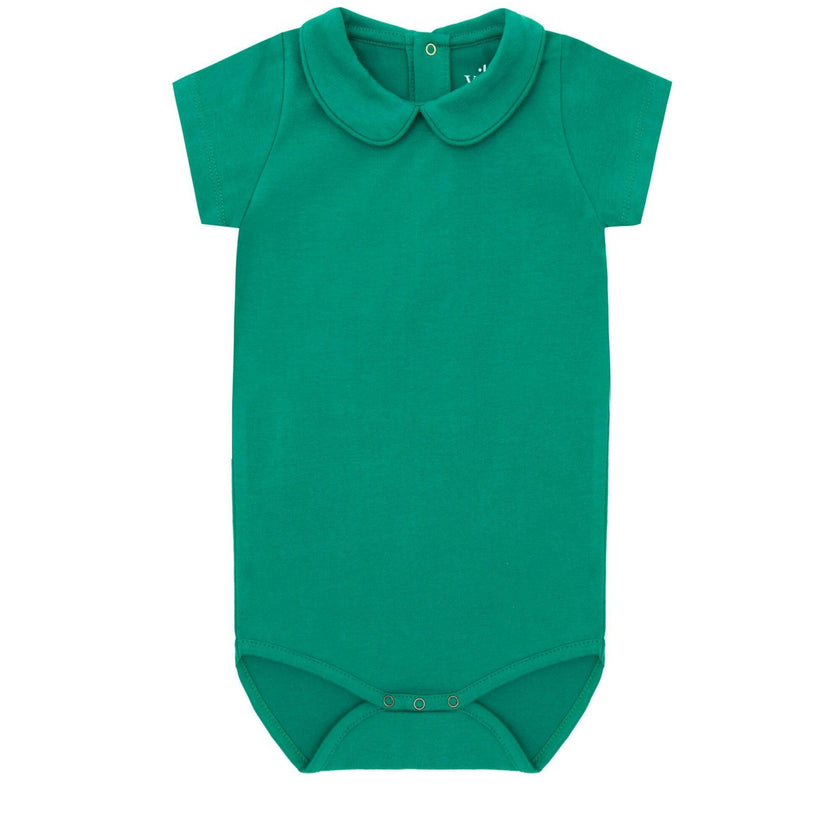 SS Organic Cotton Collared Bodysuit, Green