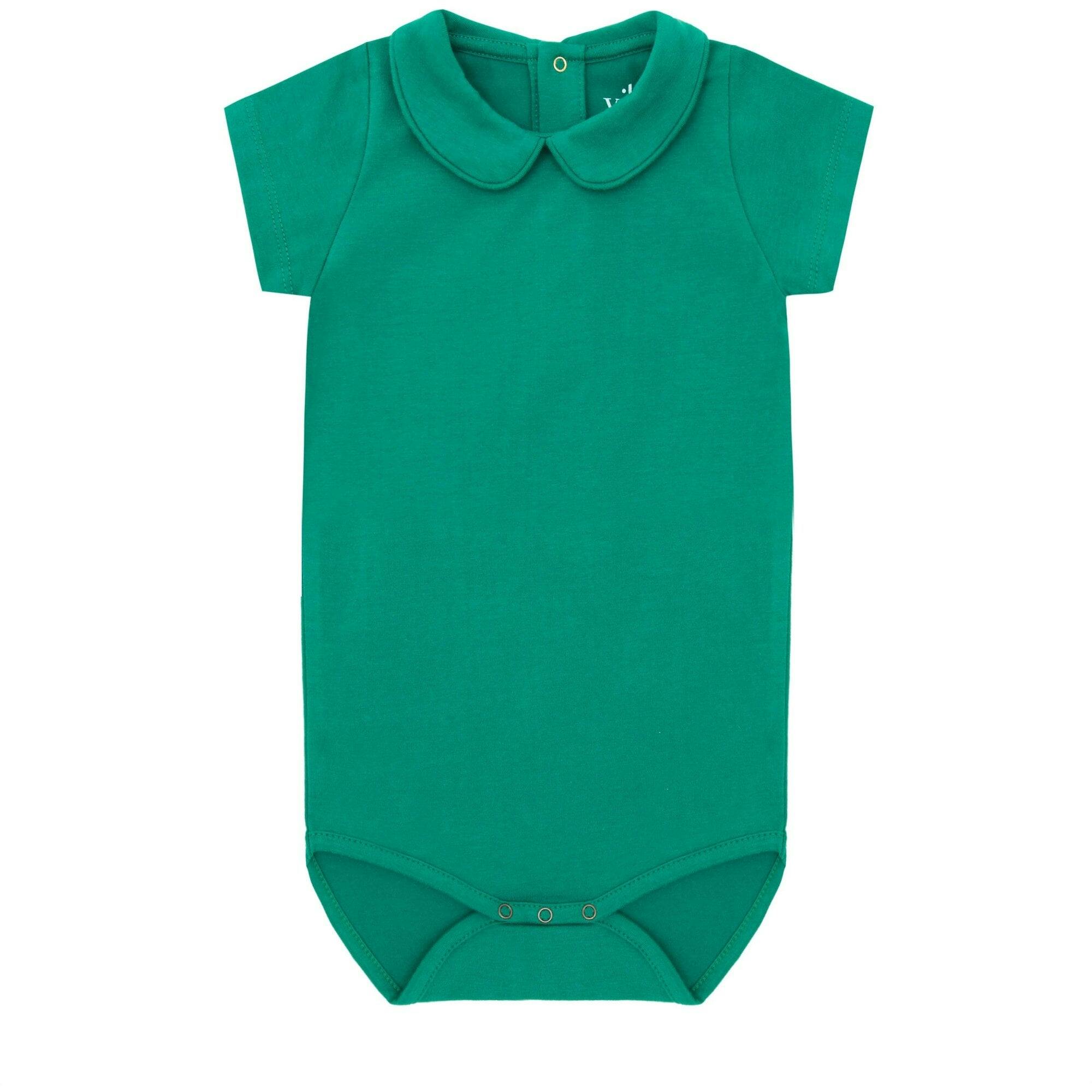 SS Organic Cotton Collared Bodysuit, Green