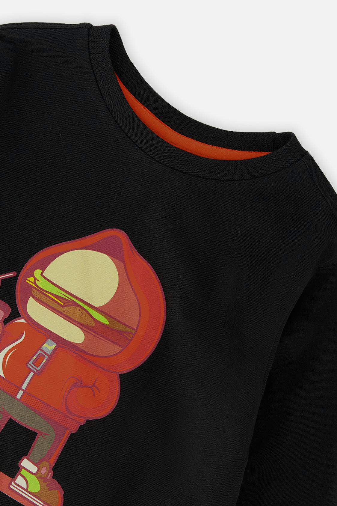 Long Sleeve Organic Cotton T-Shirt Black and Red