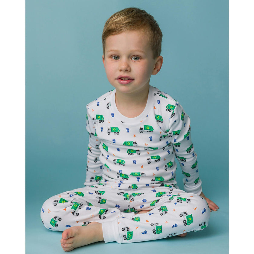 The Organic Long Sleeve Pajama Set [Recycling Trucks]