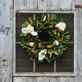 Classic Real Touch White Magnolia All Seasons Front Door Wreath  24"