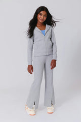 Girls Rib Split Flare Pant in Collegiate Gray