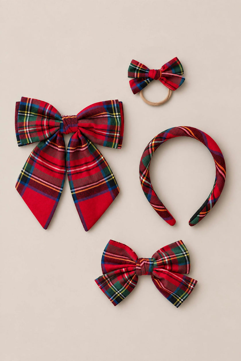Hair Bows in Holiday Plaid