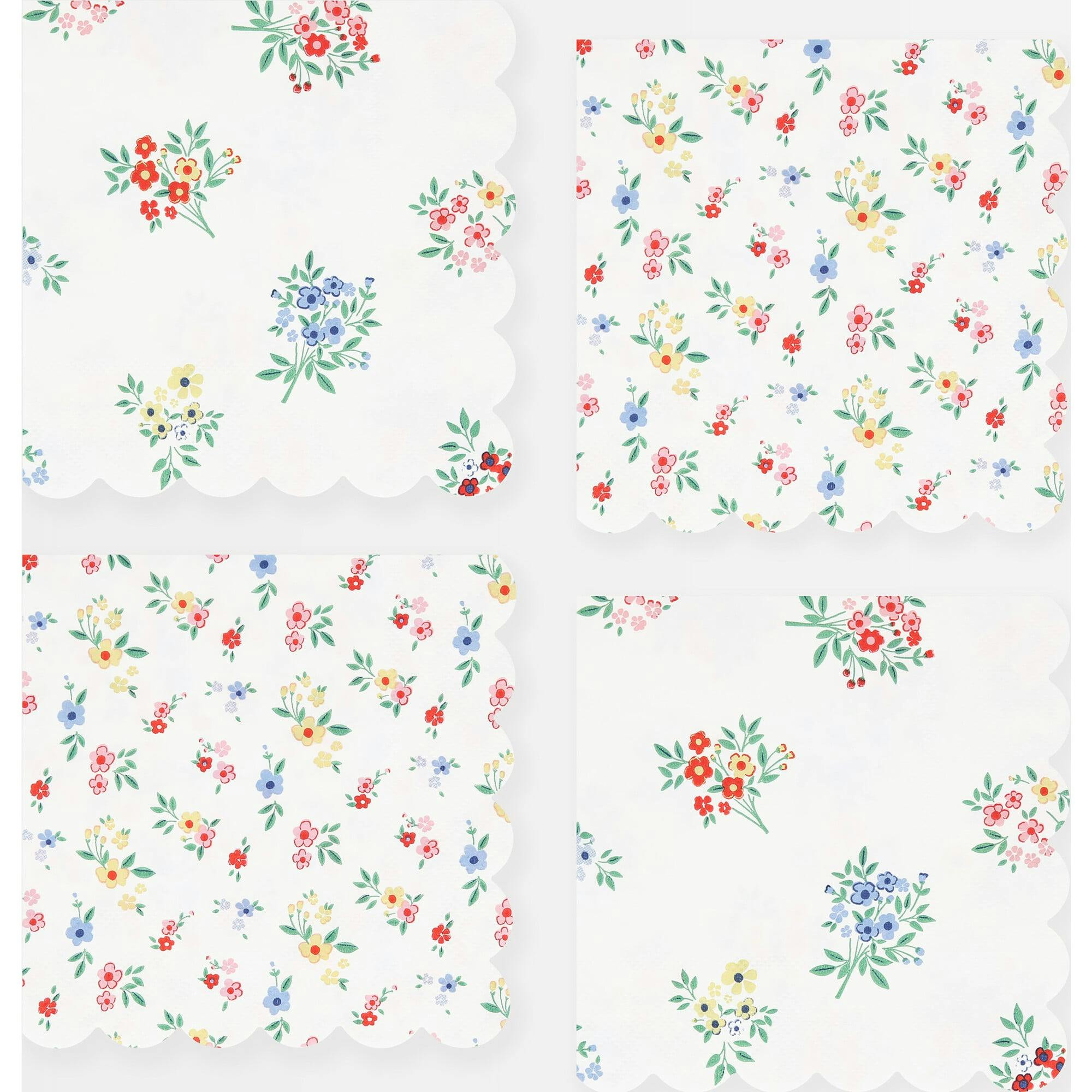 Ditsy Posy Scalloped Small Napkins