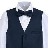 Navy Serge Formal Vest & Bow Tie Suit Set