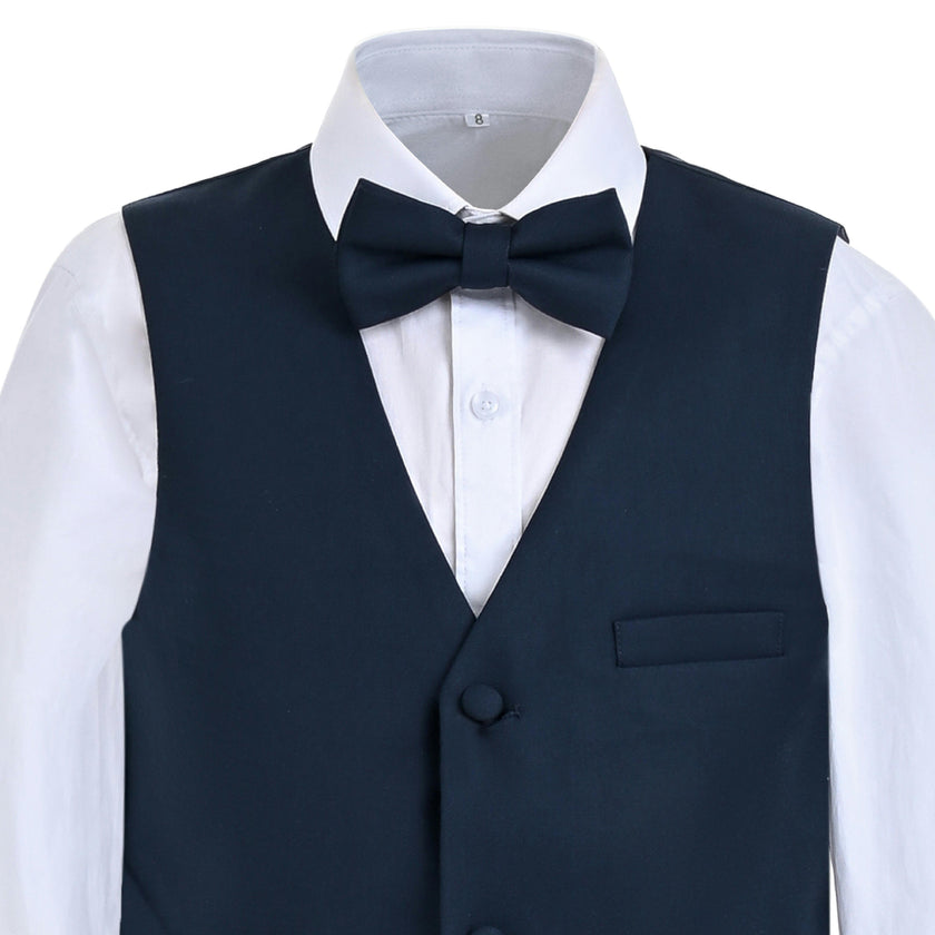 Navy Serge Formal Vest & Bow Tie Suit Set