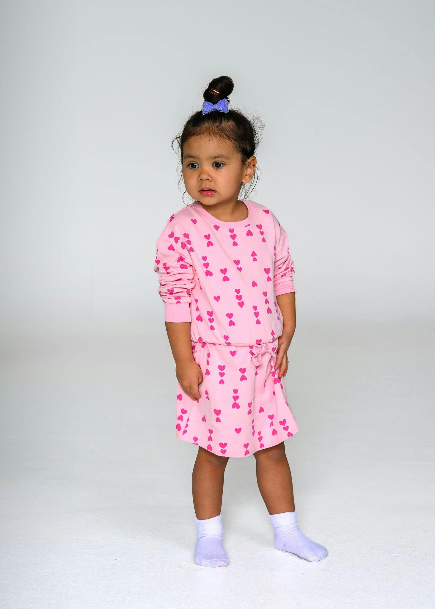 Valentine Pink Hearts Sweatshirt Dress