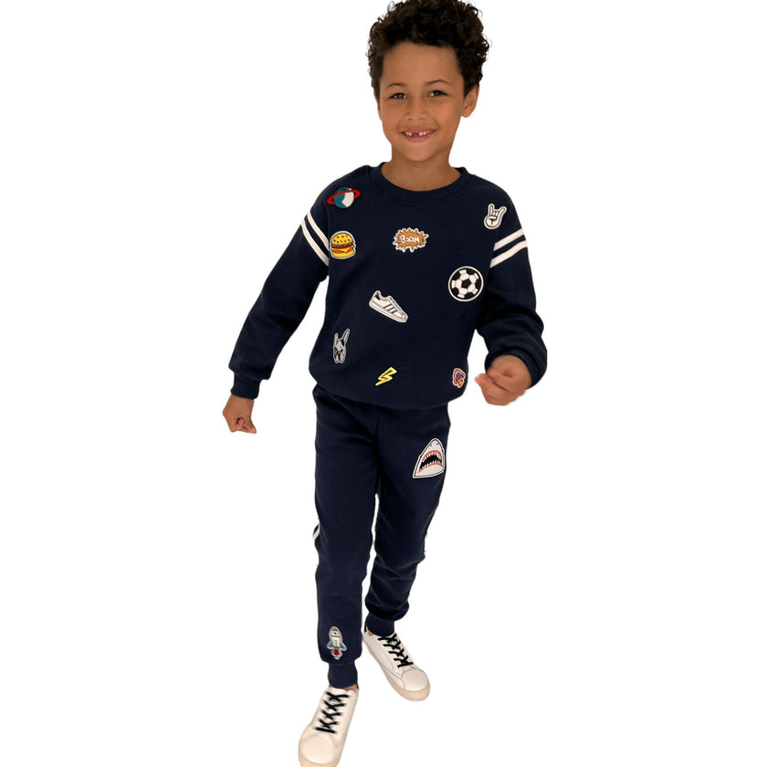 Varsity Patch Jogger Set Navy