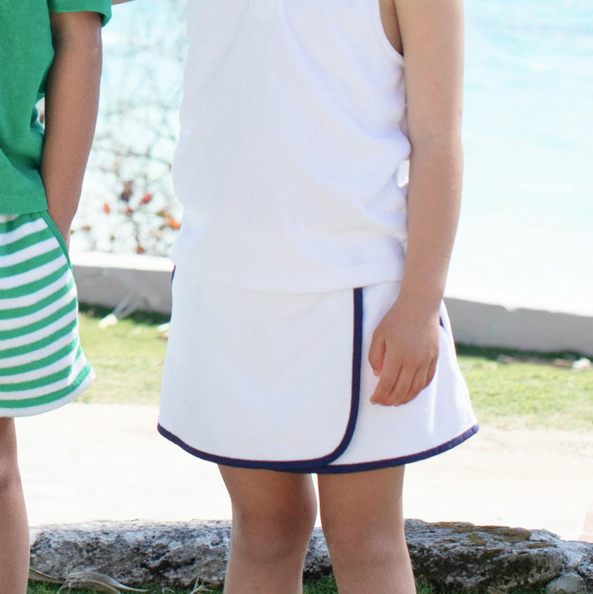 Girls White French Terry Tennis Tank Top And Skort Set