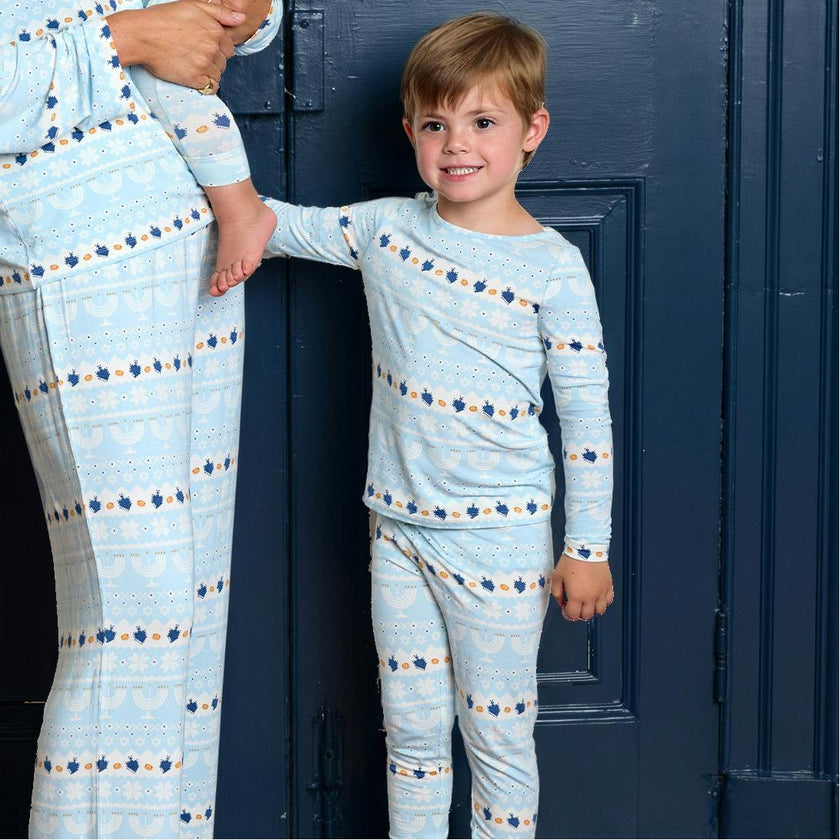 Kids Bamboo PJ Set - Hanukkah Fair Isle