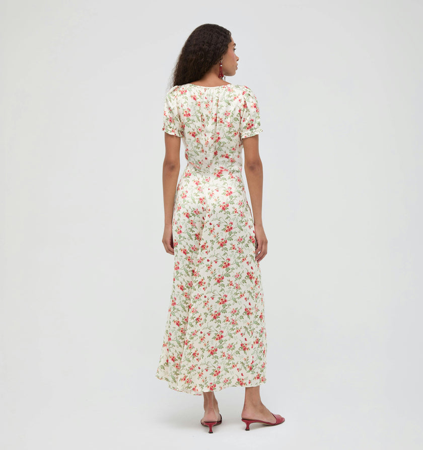 The Maxine Dress - Primrose Bouquet Ivory/Coral