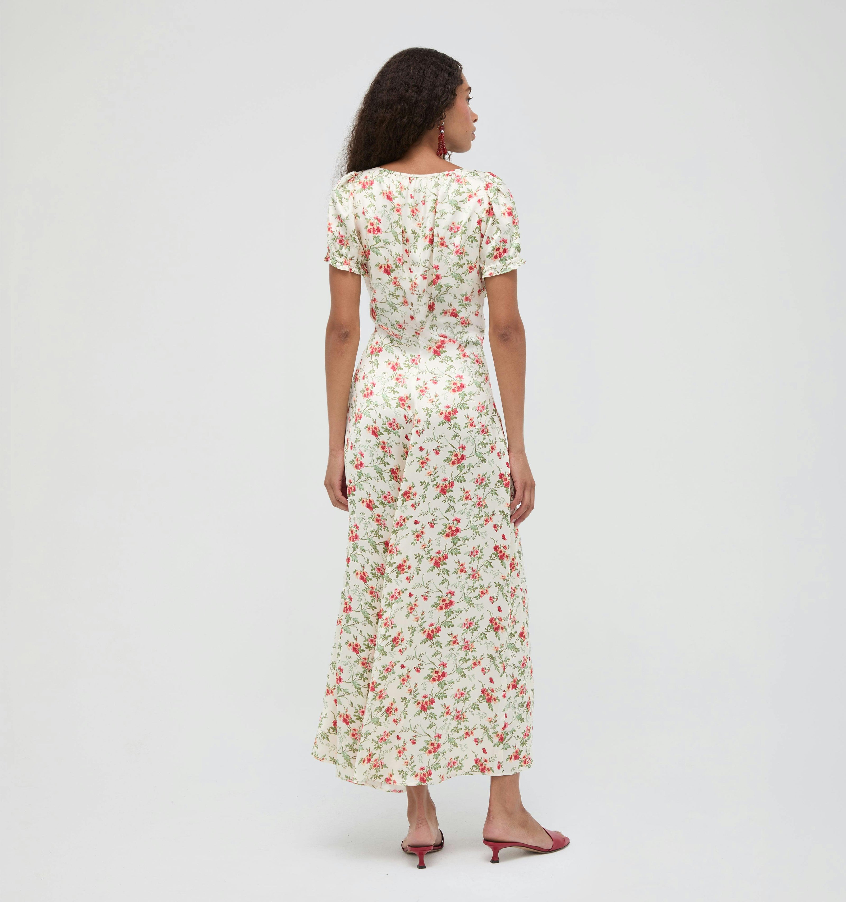 The Maxine Dress - Primrose Bouquet Ivory/Coral