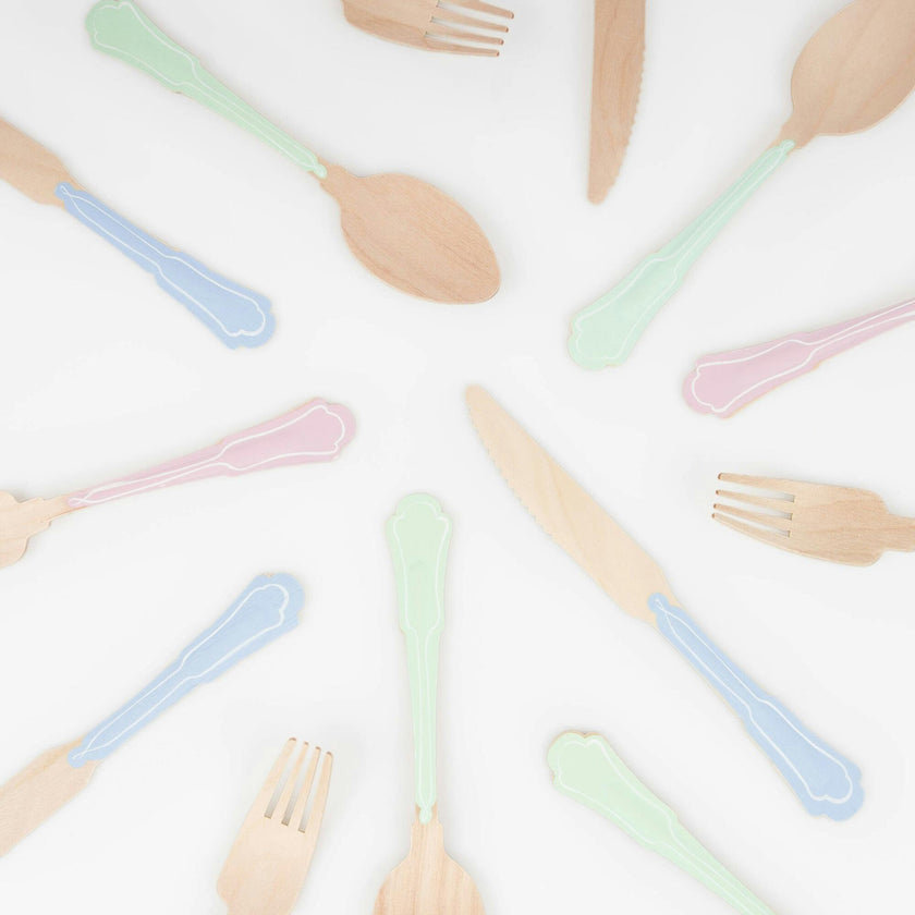 Elegant Mixed Color Wooden Cutlery Set