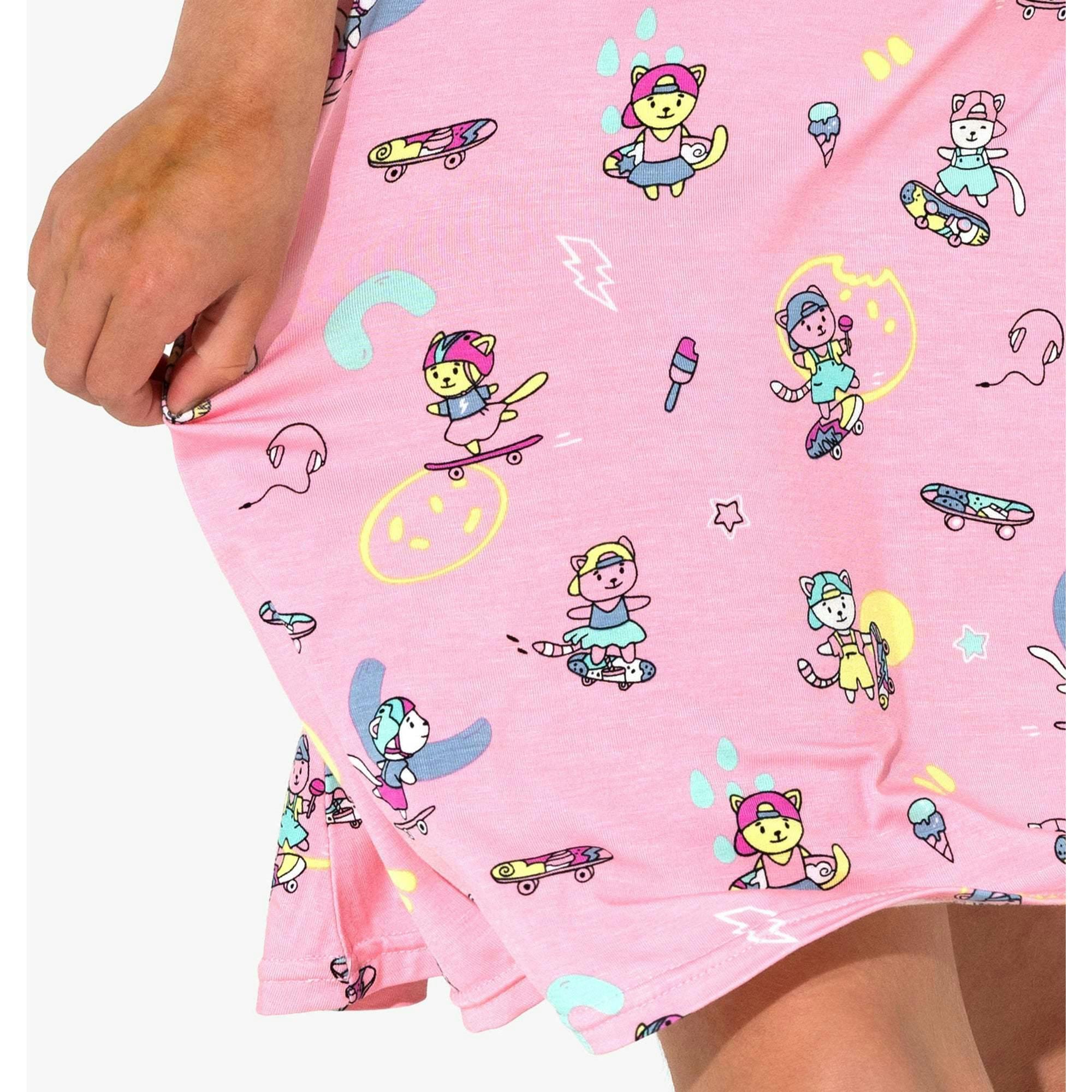 Skater Kitty Bamboo Girls' Long Sleeve Dress