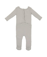 Ribbed Fine Cotton Footie Dusty Grey