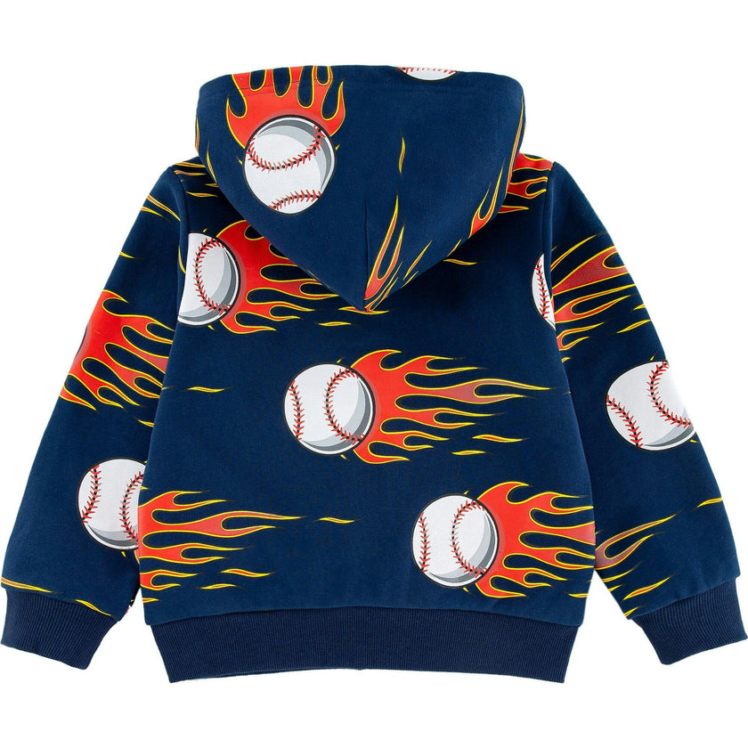 Soft Fleece Zip-up Hoodie, Baseball Fire