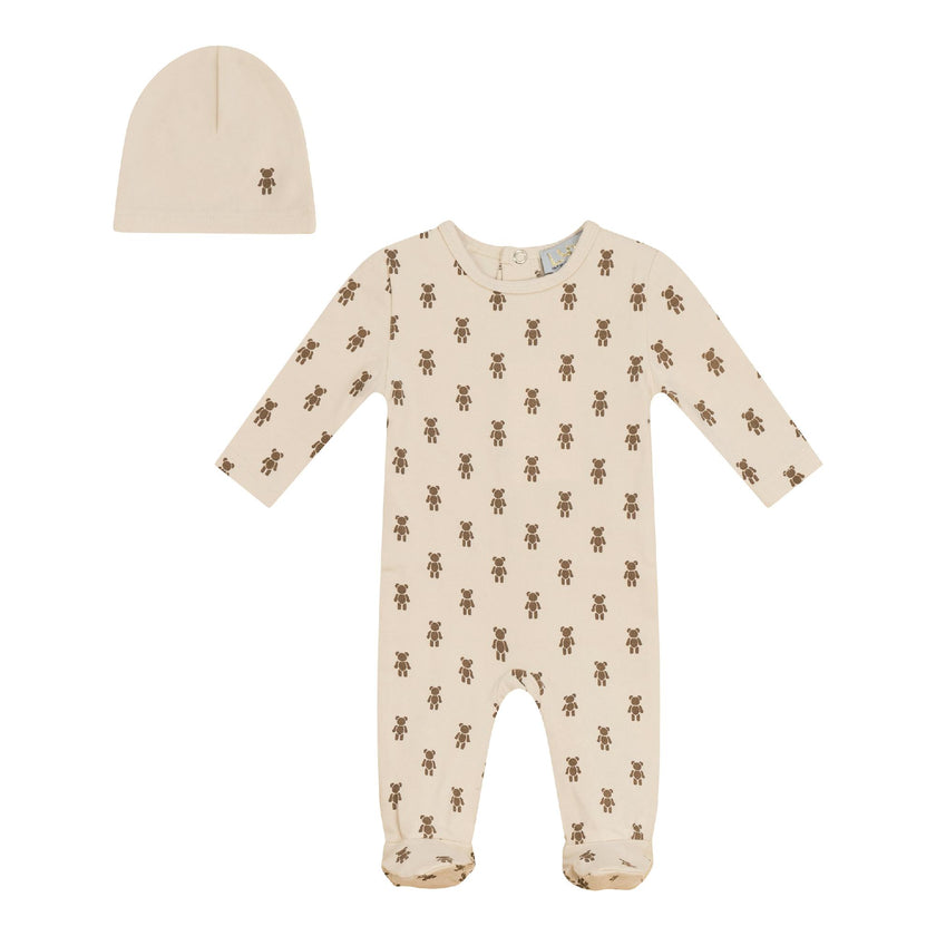 Bear Print Onesie with Hat