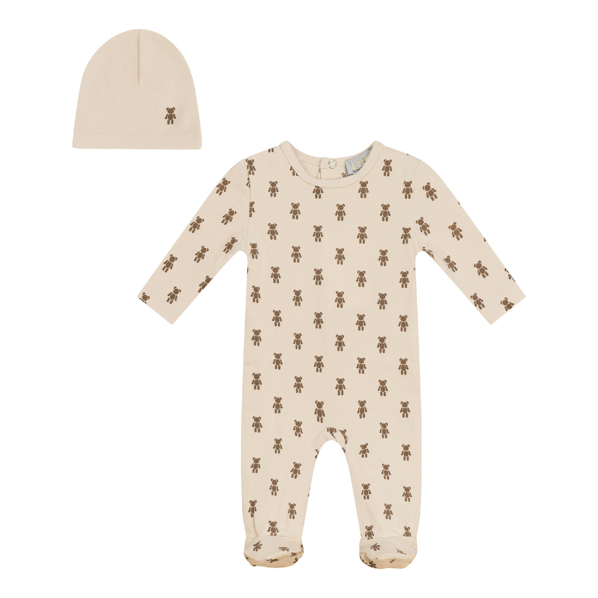 Bear Print Onesie with Hat