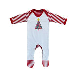 Liberty of London Christmas tree design baby striped rompersuit