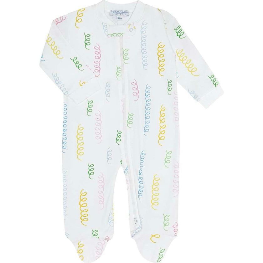 Spirals Print Zipper Footie