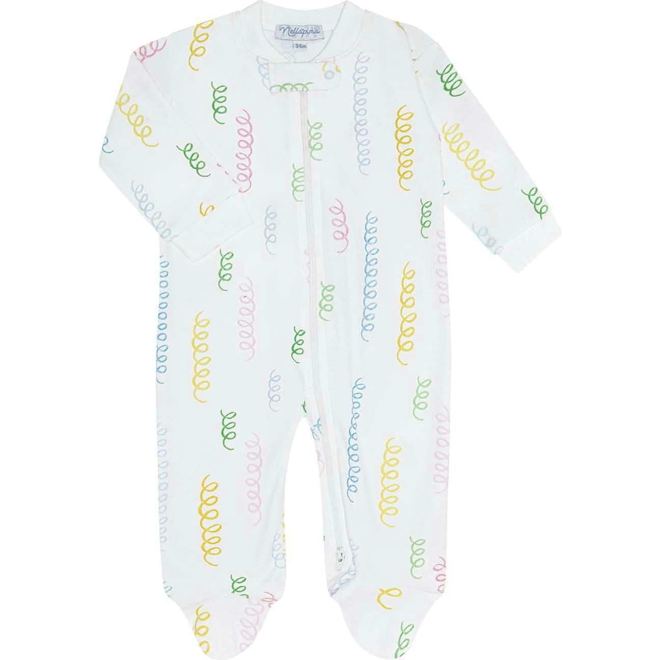 Spirals Print Zipper Footie