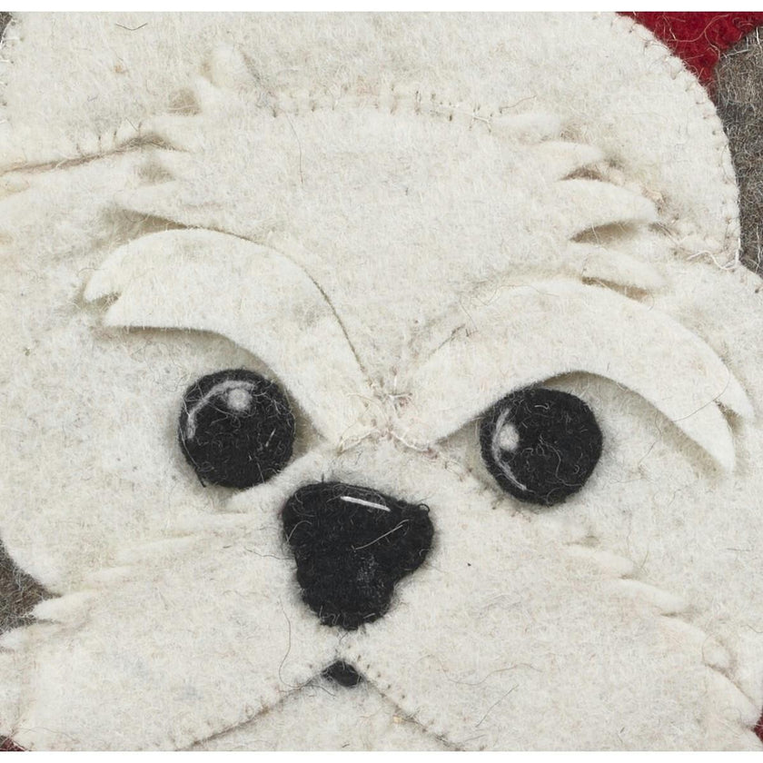 Hand Felted Wool Christmas Pillow - Dog Box - 20"