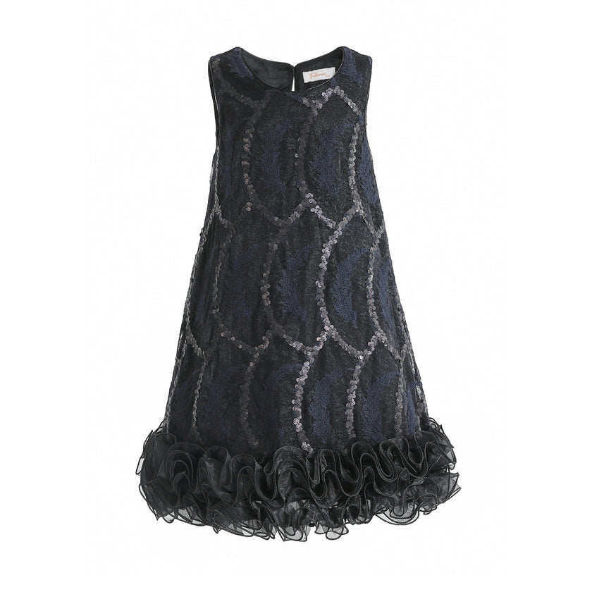 Black Fiora Ruffle Sequin Dress