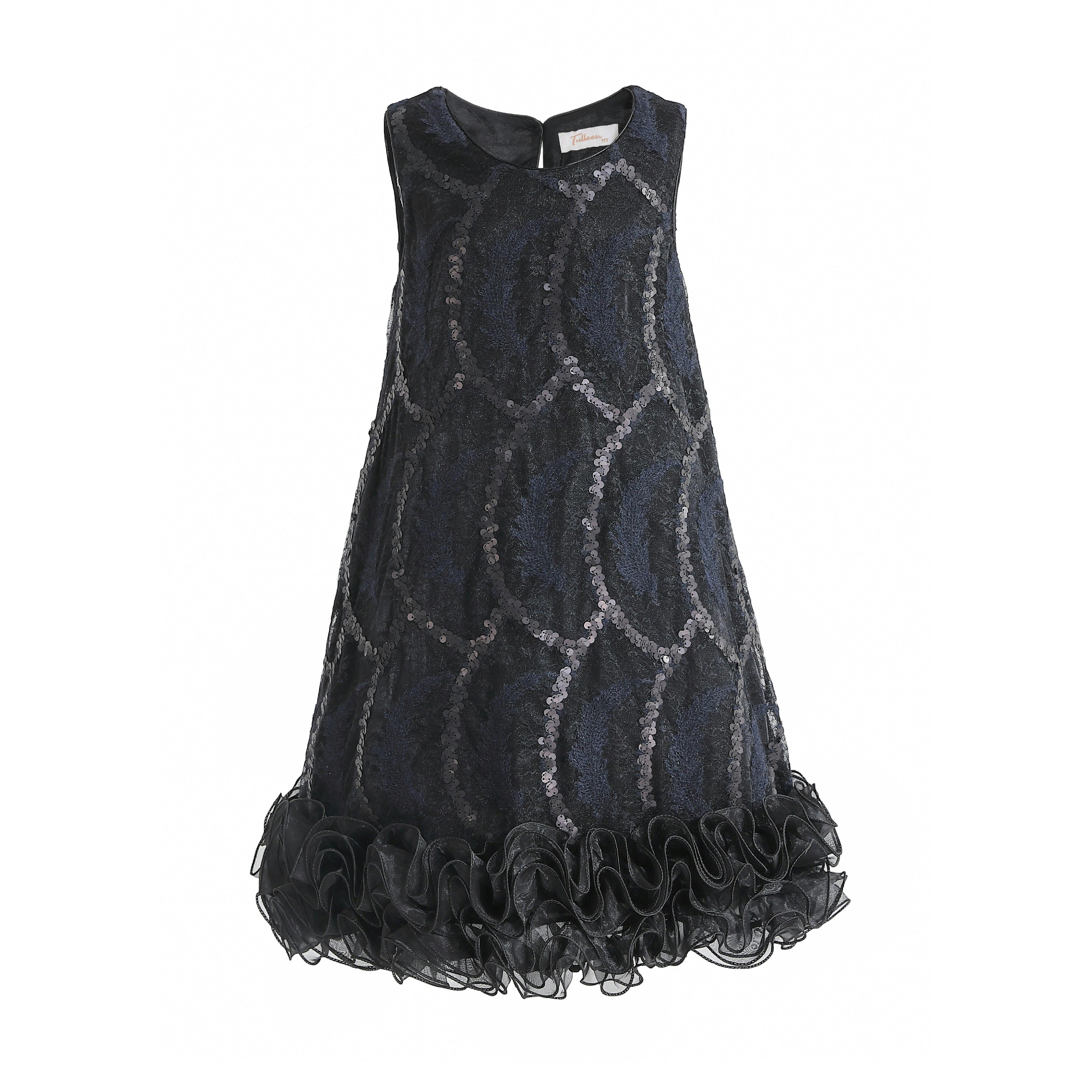 Black Fiora Ruffle Sequin Dress