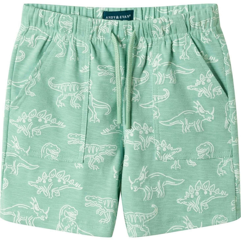 Boys Printed Henley Set | Green Dino