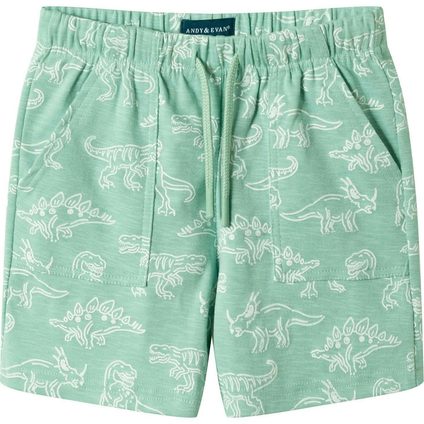 Boys Printed Henley Set | Green Dino