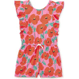 Flutter Sleeve Romper, Red
