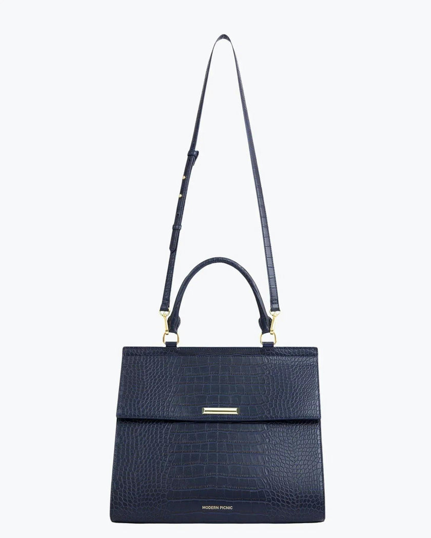 Large, Insulated, Chic Lunchbox, Navy Croc