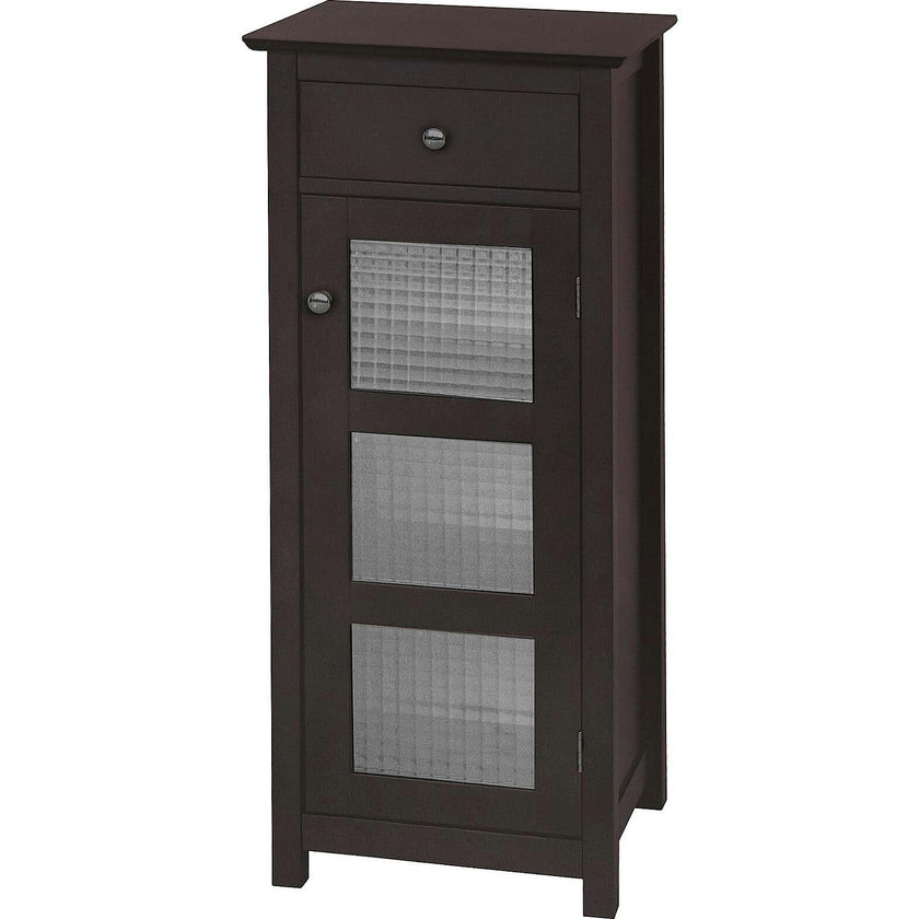 Chesterfield Wooden Floor Cabinet with Waffle Glass Door and Drawer