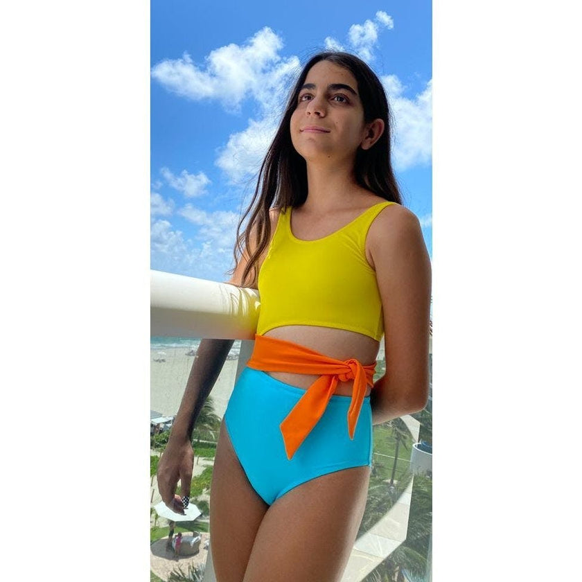 Kylie Sleeveless Cut-Out Belted Swimsuit