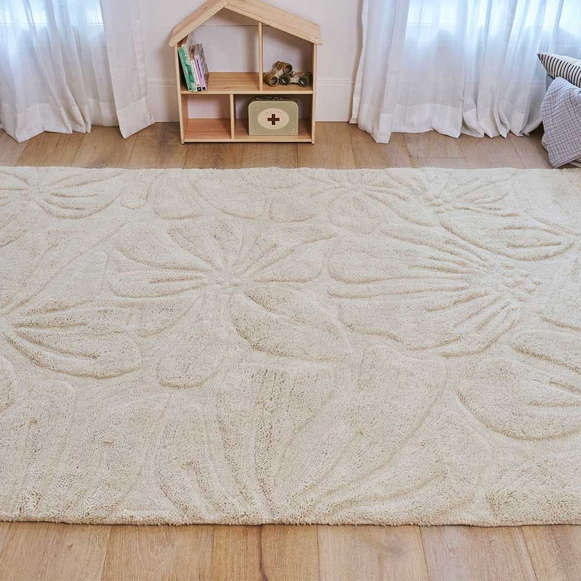 Floral Field Washable Wool Area Rug
