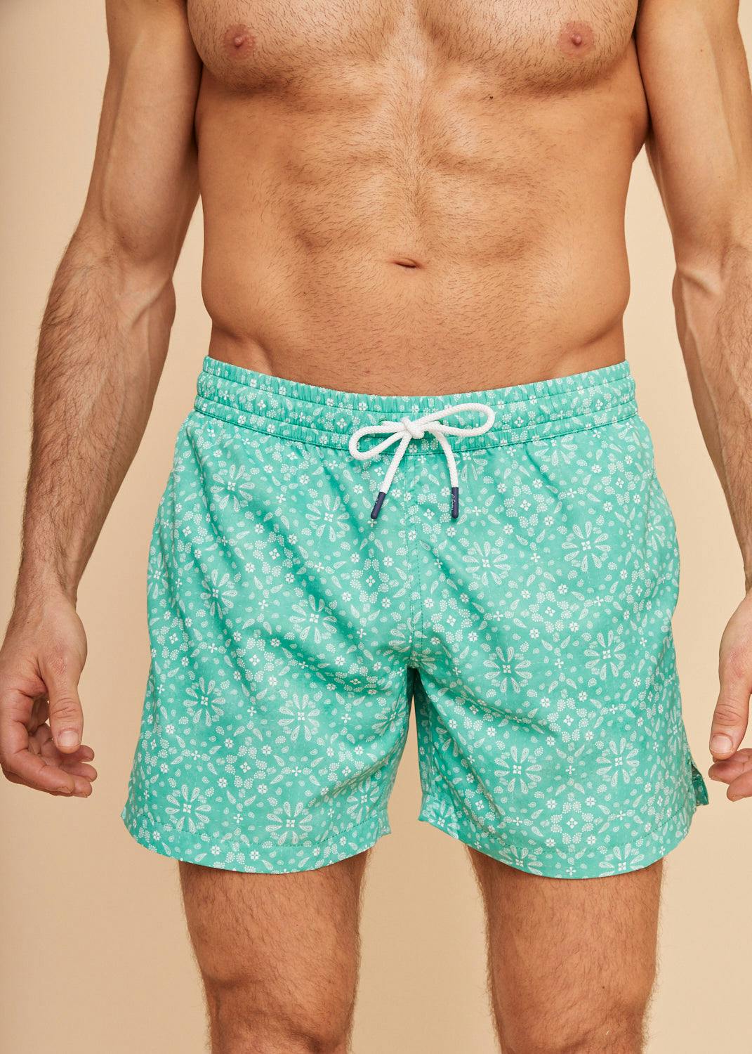 Mint Green Bandana Men's Swim Shorts