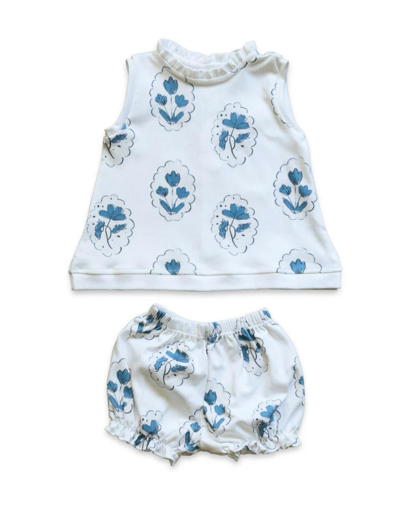 Dashwood Set | Tunic Top and Shorts | Medallion Flower White