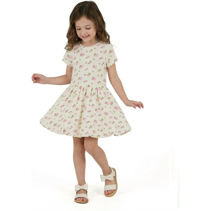 Girls Knit Seersucker Bubble Dress | Blush Floral