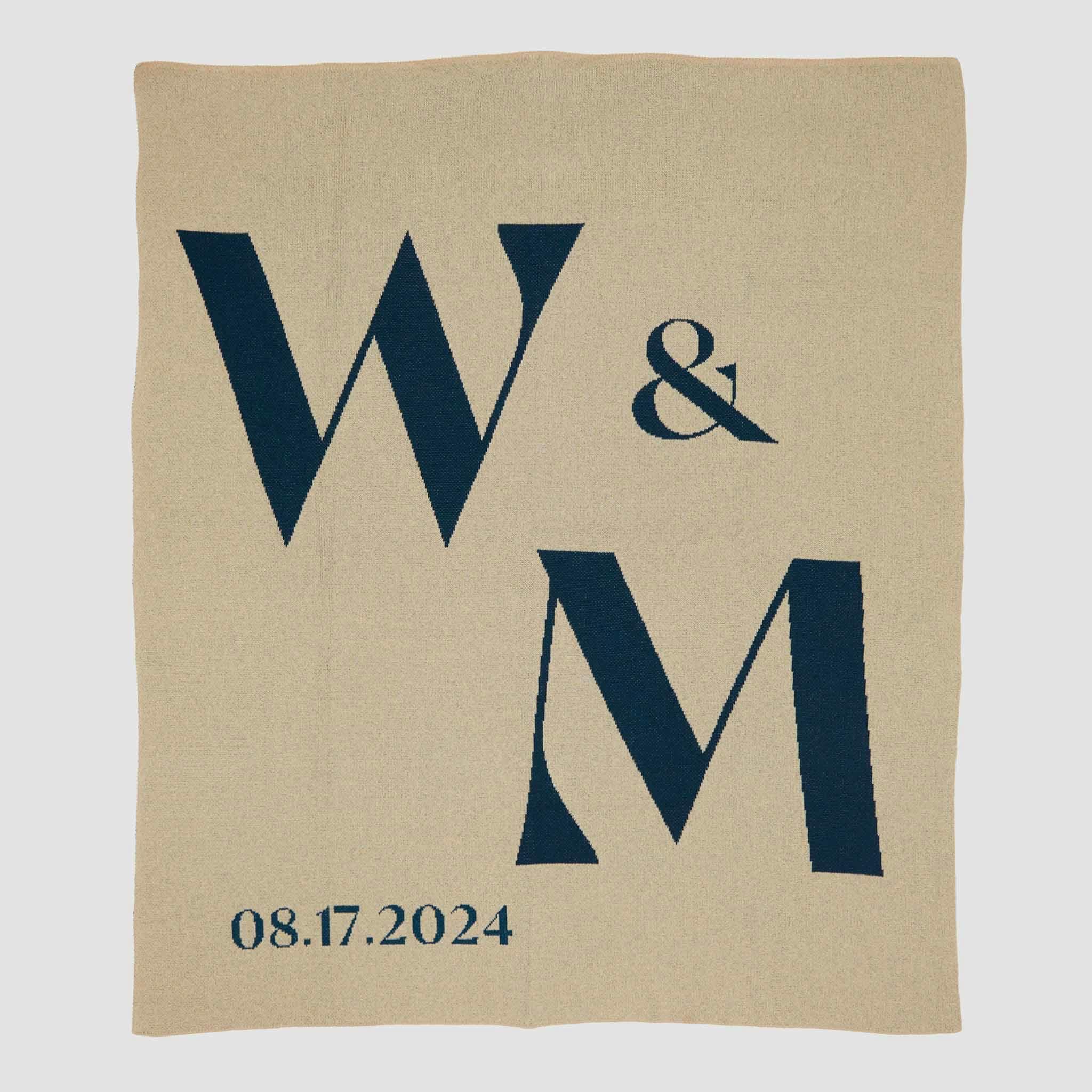 Custom Personalized Wedding Sustainable Knit Throw Blanket - Initials
