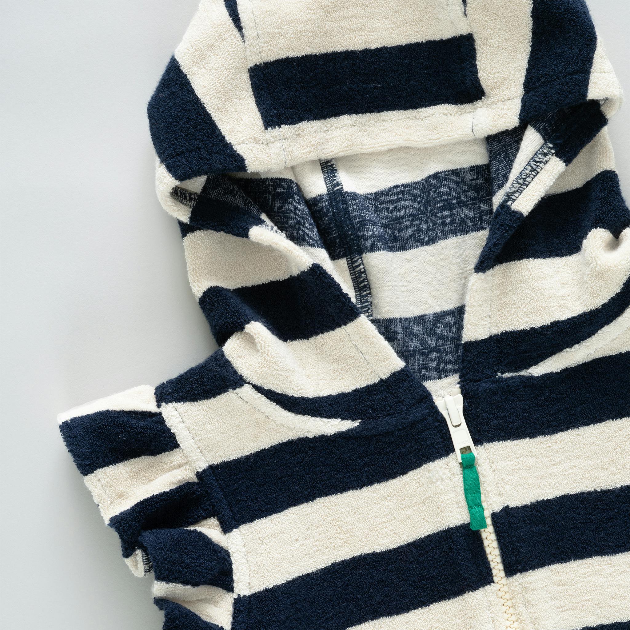 Girls Terry Coverup - Wide Blue Stripe