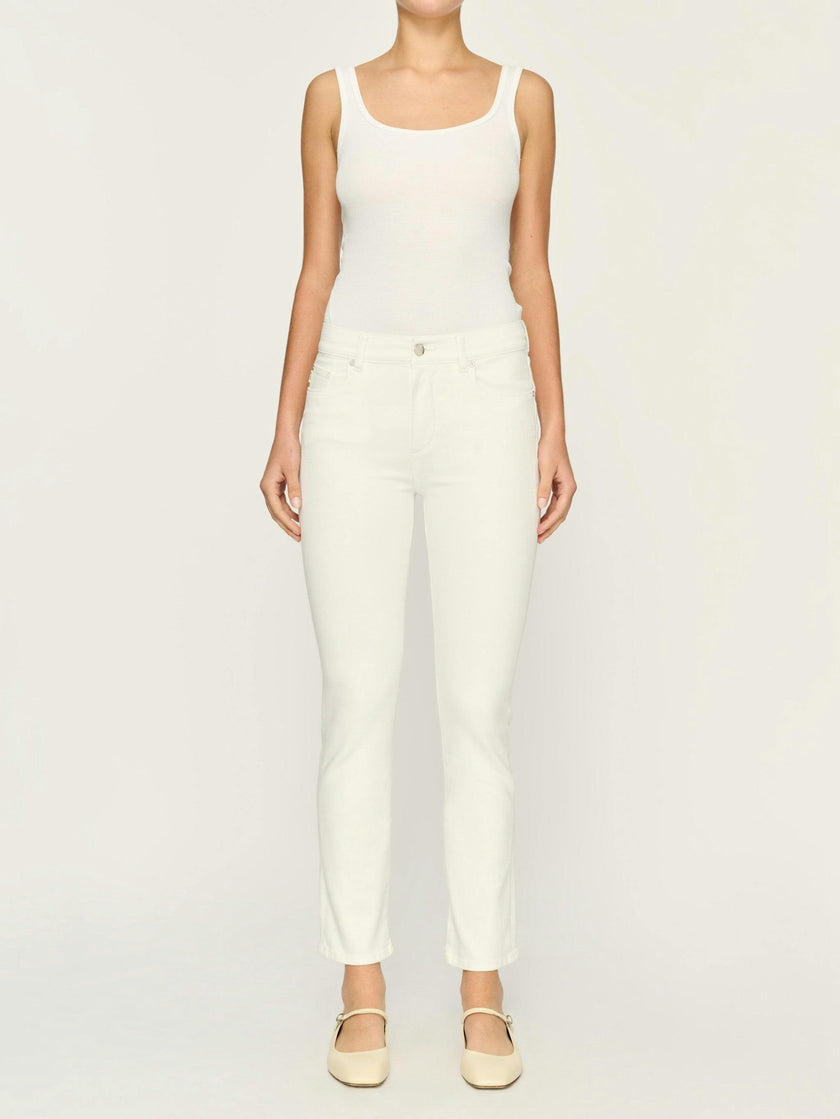 Mara Straight Mid Rise Instasculpt 27" Jeans | White