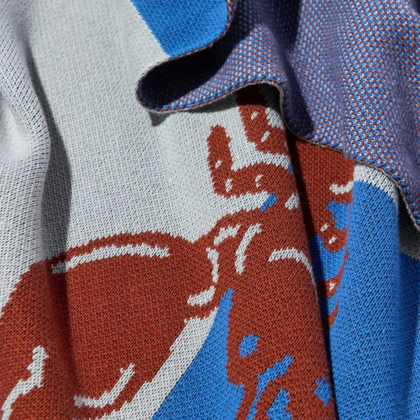 Lobster Tile Knit Blanket