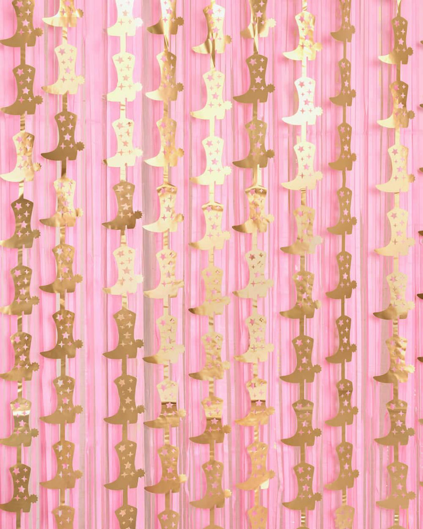Gold Cowgirl Curtain Pack - cowgirl boot + fringe curtains