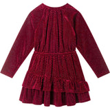 Kids Red Velvet Asymmetrical Tiered Dress