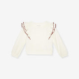 Ivory Pacci Ribbed Ruffled Top