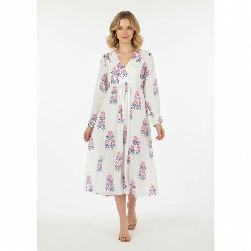St Barth Womens Kaftan Peony Block Print, Block Print
